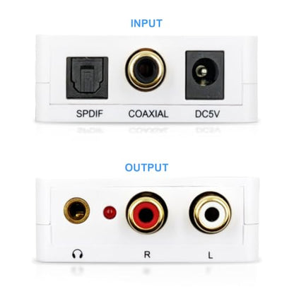 OREI Digital to Analog Audio Converter - Optical SPDIF/Coaxial to RCA L/R with 3.5mm Jack Support Headphone/Speaker Output DA21 | DAC Audio Converter, Digital Optical to RCA Converter, Supports Optical & Coaxial Input with Headphone Output