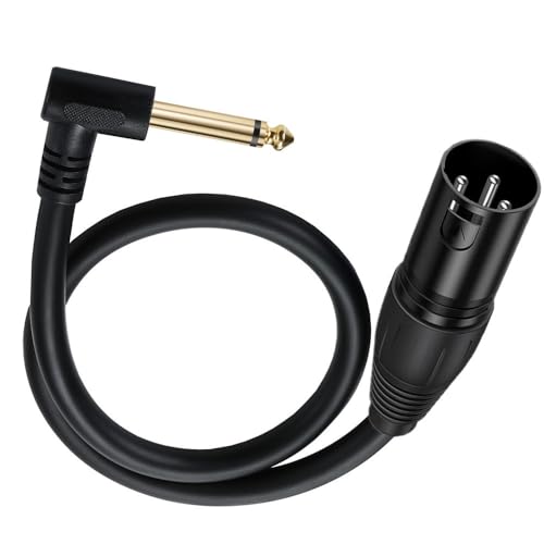 XLR to 1/4 Cable, 90 Degree 6.35mm (1/4 Inch) Mono TS Plug to XLR Male Balanced Microphone Stereo Audio Converter Adapter, 50cm/1.6Feet - color: 6.35mm TS to XLR male