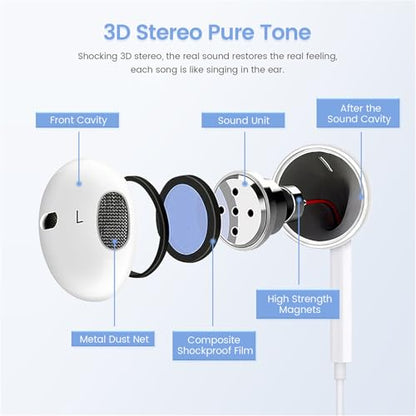 2 Pack 3.5mm Headphones for iPhone, iPad, Mac and PC for Most 3.5mm Jack | 3.5mm iPhone Earbuds whit Mic and Volume Control, PC with iPhone, iPad, iPod, Computers, MP3/MP4 Players, Android Devices