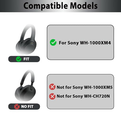 Adhiper XM4 Replacement Ear Pads for Sony WH-1000XM4 Headphones - Black | Soft Protein Leather & High-Density Memory Foam Earpads for Sony WH1000XM4, Without Affecting Sensor