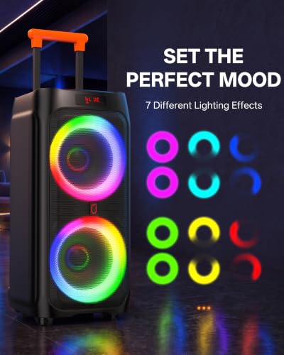 Karaoke Machine for Adults, 500W Bluetooth Speaker with Dual 8" Subwoofer - color: Matte black