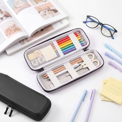Mudder Hard Shell Slim Pencil Case Small Pen Bag Stylus Case Holder EVA Waterproof Pocket Protectors Organizer for Fountain Pen Headphones Traveller Adults(Black) - color: Black