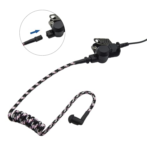 WODASEN Replacement Braided Nylon Fiber Acoustic Coil Tube Moisture Resistant Waterproof Color for Radio Earpiece (White-Pink-Black-2) - color: White-Pink-Black-2