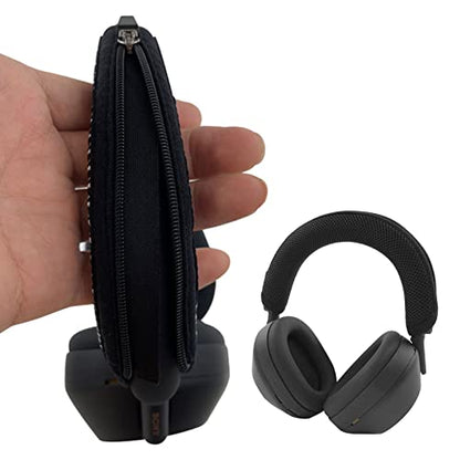 Headband Protector for Sony WH-1000XM5 Wireless Headphones, Headband Cover with Zipper Cushion, White, Cotton - color: WH-1000XM5 headband