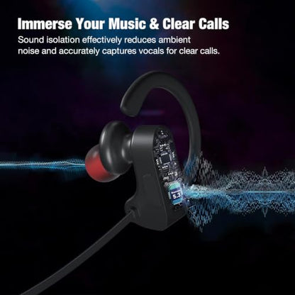 JOYWISE Bluetooth Headphones, 16H Playtime, AI Music Creation Earbuds | Wireless Headphones with Mic Sound Isolation, IPX7 Waterproof in-Ear Bluetooth 5.3 Earphones for Running, Gym, Workout - color: Black
