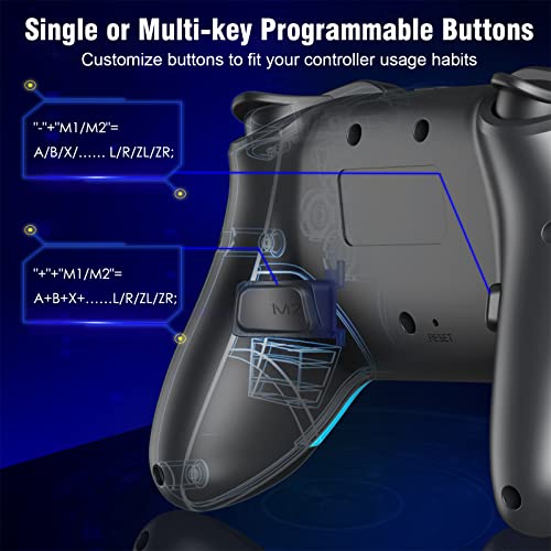 Switch Controller, Wireless Switch Controller for Switch/Switch Lite/Switch OLED, Extra Switch Controller with Paddles, Programmable Switch Control Remote Gamepad with Back Buttons,Wake-up,Turbo - color: Red+Blue