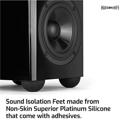 Hudson Hi-Fi Speaker Isolation Feet (8-Pack, 2") – Adhesive Silicone Anti-Vibration Pads for Speakers, Turntables, Subwoofers & Amplifiers, Supports 30-50 lbs Per Pad