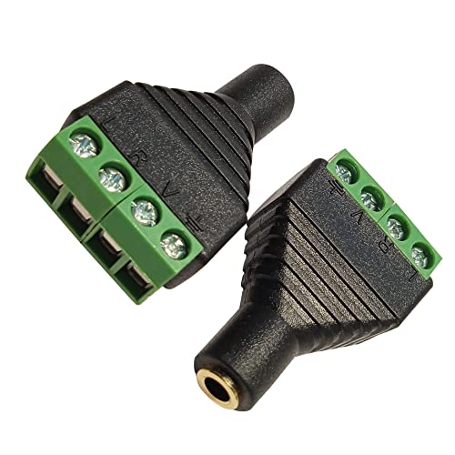 3.5mm 1/8"4Pole Female Jack TRRS Stereo Audio Video to 4Screw2pcs | Solderless Terminal Female Headphone Replacement AUX Balun Converter Adapter