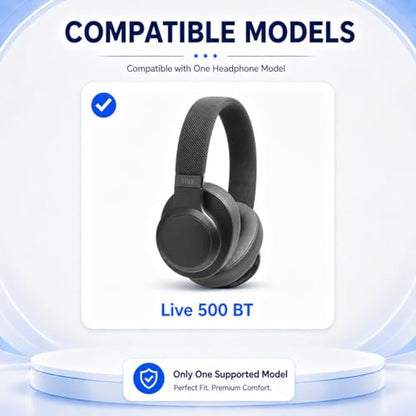 Replacement Ear Pads for JBL Live 500BT/Live 500 BT Headphone, Extra Thick Cushions, Ear Cups Cover, Soft Leather＆Memory Foam Headset Earpads (Gray) - color: Gray