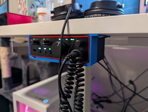 Under Desk Mount for Focusrite Scarlett Solo 4th Gen | No-Tool Slide-in Bracket | No Need to Remove Rubber Feet | Under Desk Audio Interface Holder (Blue) - color: Blue
