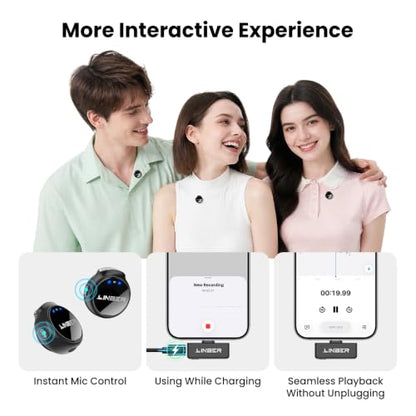 A41 Wireless Lavalier Microphone for iPhone/Android, 2TX with Case | 2.4GHz dual TX wireless mic, ENC noise cancelling, digital display, 40H battery, plug and play