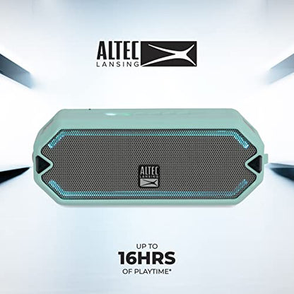 Altec Lansing - HydraJolt Wireless Bluetooth Speaker, Waterproof Portable Speakers with Built in Phone Charger and Lights, Everything Proof Outdoor, Shockproof, Snowproof, 16 Hours Playtime - color: Mint Green, style: HydraJolt