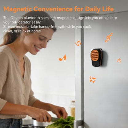 Wearable Bluetooth Speaker, Magnetic Clip on Mini Speaker, TWS Built-in Mic | Small Portable Speaker, IPX6 Waterproof, 2.2oz, 5.4 Bluetooth, Hands-Free Call, Gifts for Men Women, Outdoor Indoor Golf