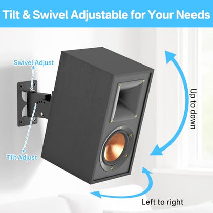 Metal Universal Speaker Wall Mount for Surround Sound Speaker Mounts - Swivel & Tilt Adjustable Wall Mounts for LG, Samsung, Vizio, Roku, Sony Speakers Mounting Bracket Hold up to 30lbs, 2 Pack