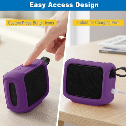 Silicone Case Cover for JBL Go 5 Portable Speaker(Deep Purple) | Travel Carrying Protective Pouch with Attach Straps for Bike Golf Cart Scooter - color: Deep Purple