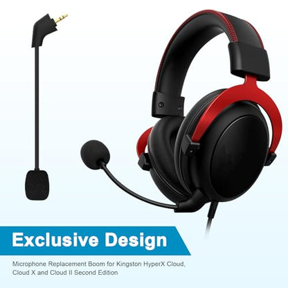 Mic Replacement for HyperX Cloud II, Cloud, CloudX 2nd Gen Detachable 3.5 mm Noise Cancelling Mic with Foam Cover Straight Jack Gaming Microphone