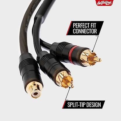 Install Link RCA Y Adapter Cable, 1-Female to 2-Male Splitter, 2-Pack (OFC) | Pure OFC Copper, 1ft, Feeds One Stereo Signal to Two Components, for Subwoofer, Home Theater, Car Audio Amplifier, Studio - color: Frosted Black, size: 1-Female to 2-Male