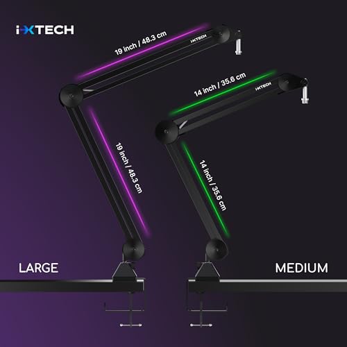 Microphone Boom Arm Stand, Heavy Duty Adjustable Mic Stand with Cable Ties, Desk Mount Arm Stand for Gaming Streaming Podcasting. - color: MI06 MEDIUM