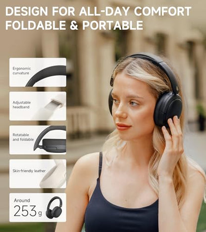 Edifier W800BT Pro Hybrid Active Noise Cancelling Headphones - Hi-Res Audio - AI Call Noise Cancellation - 45H Playtime - Fast Charging - Foldable - Wireless Over-Ear Bluetooth 5.4 Headphones - Black - color: Black