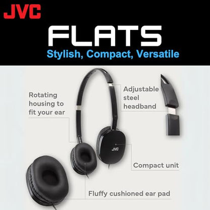 JVC HAS160B FLATS Lightweight Headband Headphones (Black) - color: Black, style: No Mic