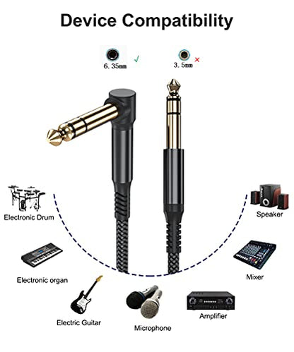 RUXELY Straight 6.35mm TRS Instrument Cable 30FT 2-Pack and Angle 6.35mm TRS Instrument Cable 30FT 2-Pack