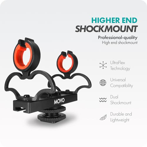 Movo SM6 Ultraflex Premium Shockmount for Shotgun Microphones – Compatible with Rode NTG Series, Sennheiser MKE600, Audio-Technica AT875R, and More - style: Shockmount