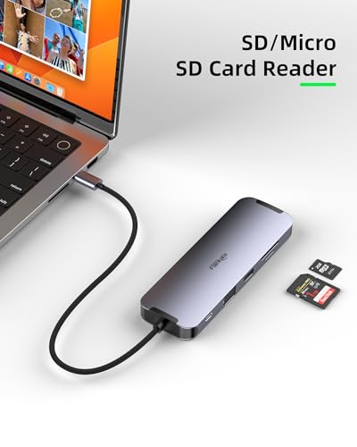 USB C Docking Station Dual Monitor 10 in 1, USB-C Hub to HDMI VGA Adapter with 1Gbps Ethernet 100W Charging, usb c Hub to USB, 3.5 Audio, Card Reader Compatible for Dell/MacBook/Surface Laptops
