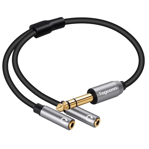 6.35mm to Double 3.5mm Headphone Y Adapter,6.35mm 1/4 Inch TRS Male to Dual 3.5mm 1/8 Inch TRS Female Stereo Audio Y Splitter Cable for Headphones, Guitar, Speakers, Amplifiers, Mixers-1Feet/12 Inch - style: 1 Pack