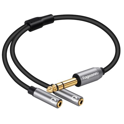 6.35mm to Double 3.5mm Headphone Y Adapter,6.35mm 1/4 Inch TRS Male to Dual 3.5mm 1/8 Inch TRS Female Stereo Audio Y Splitter Cable for Headphones, Guitar, Speakers, Amplifiers, Mixers-1Feet/12 Inch - style: 1 Pack