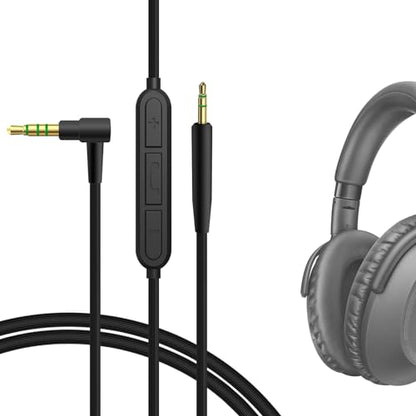 GEEKRIA Audio Cable with Mic Compatible with Sennheiser Momentum 4, PXC 550, PXC 550 II, ACCENTUM Plus Headphones, 2.5mm to 3.5mm Replacement Stereo Cord with Inline Microphone (4 ft/1.2 m)