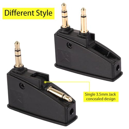 2PCS Airplane Headphone Adapter - 3.5mm Jack for Bose 700 QC 2/3 QC45/35 QC35ii QC15/25/20 NC700 SoundLink SoundLinkII AE2/2i/2W & More - Compatible with Most in-Flight Entertainment Systems - size: 2pcs