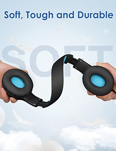 Nabevi BH100 Headphones for Kids, Over Ear, Wired, Hearing Protection, 85/94 dB Adjustable Volume Limit, Sharing Function, Microphone, Lightweight, Comfortable, [Sky Blue] - color: Sky Blue