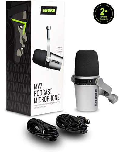 Shure MV7 USB Podcast Microphone - Silver - color: Silver