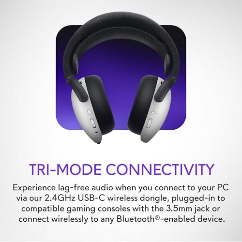 Alienware Wireless Gaming Headset AW725H | Bluetooth / 2.4GHz, Hi-Res Audio, Dolby Atmos, RGB Lighting, Lunar Light - color: Lunar Light