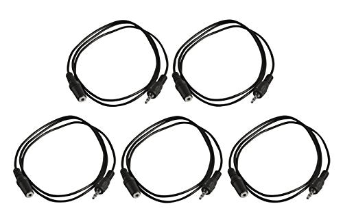 Five Pack of YCS Basics 3 Foot 3.5mm Headphone Extension Cables Male/Female - size: 003 Ft 5 Pack
