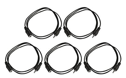 Five Pack of YCS Basics 3 Foot 3.5mm Headphone Extension Cables Male/Female - size: 003 Ft 5 Pack