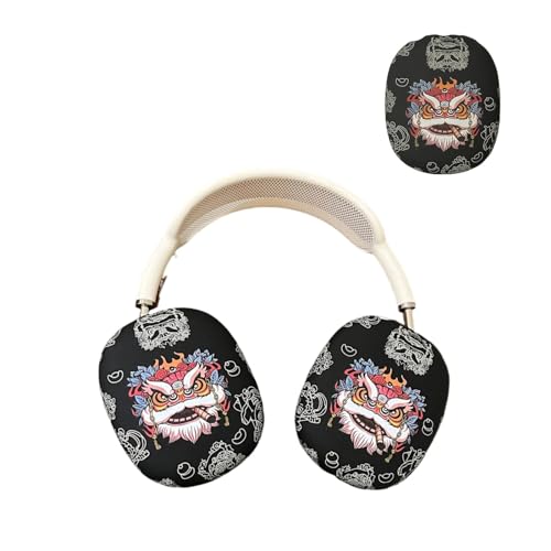 Case Compatible with AirPods Max Headphones, Cute Anime Lion Soft TPU Anti-Scratch Protective Ear Cup Covers Headphone Cases for Woman Kids Man - color: Black Lion