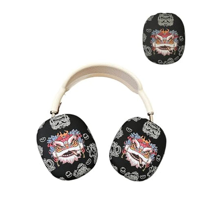Case Compatible with AirPods Max Headphones, Cute Anime Lion Soft TPU Anti-Scratch Protective Ear Cup Covers Headphone Cases for Woman Kids Man - color: Black Lion