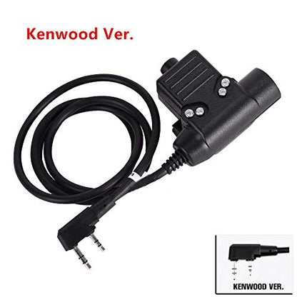 AngelReally U94 PTT Military Adapter Mobile 2 Pin 7.0mm Plug Push to Talk for Kenwood/Baofeng Radio