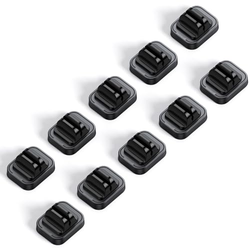 Lamicall 10 Pack [Spring Fixed] Cord Holder, Adjustable Desk Cable Clips | No-Residue Acrylic Adhesive Cable Management, Phone Charger Cord Holder for Wall Car Desktop Nightstand - size: 1Slot-10Pack