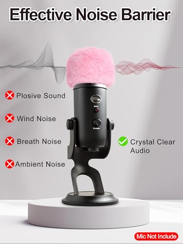 Furry Windscreen - Wind Muff Pop Filiter for Blue Yeti, Yeti Pro, Yeti Nano, Mic Cover Compatible for A8M, SoloCast, Razer Mini, Razer X, Razer Seiren V2 Pro and Normal ASMR USB Mics (Pink) - color: Pink Mic Cover