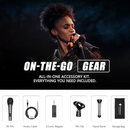 Professional Vocal Microphone for Singing, Dynamic Karaoke Handheld Wired Microphone with 16ft XLR to 1/4" Audio Cable, Studio Mic for Speaker, Amplifier, Mixer and Karaoke Machine - color: Silver Grey