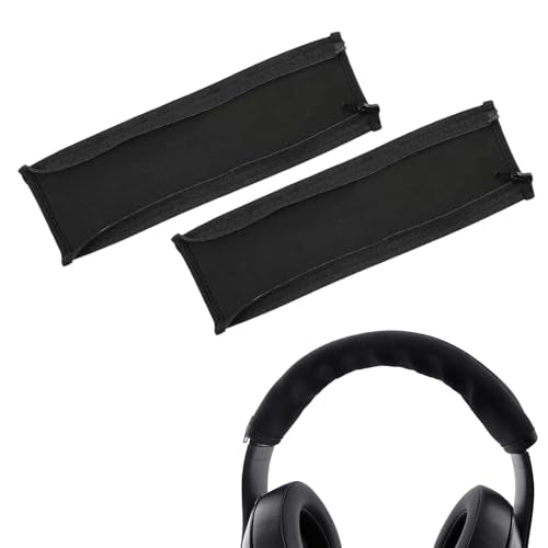 2 Pcs Headphone Headband Cover with Zipper Installation, Black