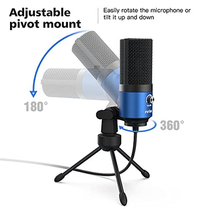 FIFINE Recording Microphone and Gaming Mic, USB PC Computer Microphone with Gain Control for Streaming, Broadcast, Voice Over,YouTube Video, Home Studio, Plug & Play-Blue/Green (K669L+K669G)