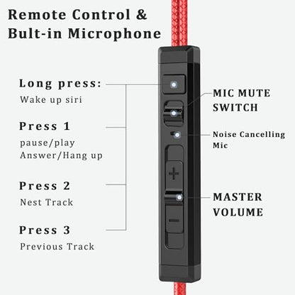 KASOTT SoundMaster Pro V1 - Gaming Earphones with Dual Audio Drivers,Battle Buds,in-Line Mic with Mute and Volume Control, Compatible with Xbox Series,Xbox One,PS5,PS4,Switch,Pc with 3.5mm Aux - color: Flaming Red