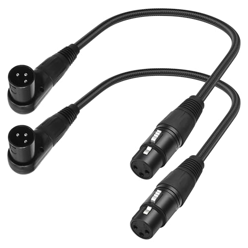 Adjustable 90 Degree XLR Male to Female Microphone Cable Right Angle XLR Cable for Mixing Console 1FT 2pcs