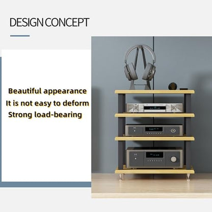 Desktop Audio Rack Stereo Cabinet 2 3 4 Tier AV Media Stand Desktop Amplifier Audio Rack for Home Theater，Office，Gaming Room(Light Walnut,3-Tier) - color: Light Walnut, size: 3-Tier