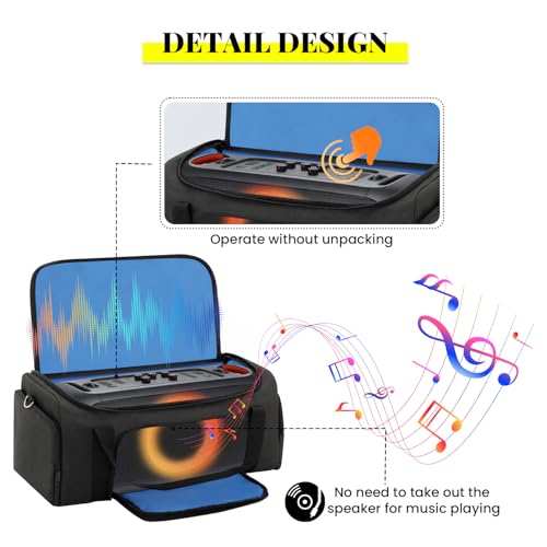 Speaker Bag Compatible with JBL PartyBox On The Go & On-The-Go Essential | Portable Speaker Carry Tote with Pockets for 2 Mics, Cables & Chargers, Top & Front Openings for Playback, Bag Only, Black - color: Black