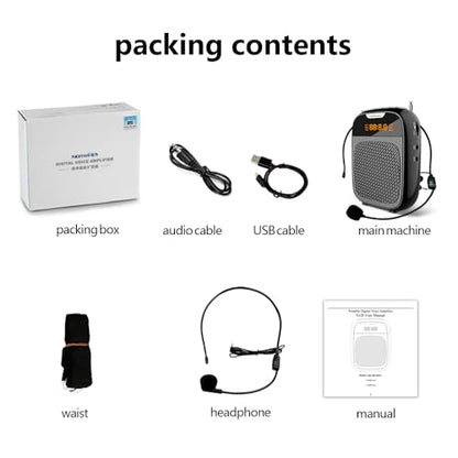 Mini Voice Amplifier, Portable Speake with Wired Microphone Headset | Rechargeable Bluetooth Voice Amplifier, PA System, Personal Speaker Megaphone for Teachers, Tour Guides, Meeting, Coaches