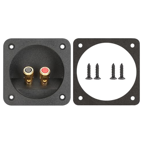 3.1 in Square Push Spring Speaker Terminal Cup, Pack of 1 | Features 2-Way Speaker Terminals with Gold Plated Binding Posts; Bare Wire Connection; 1 Pack. - color: 3.1 Inch Square Push Spring, size: 1